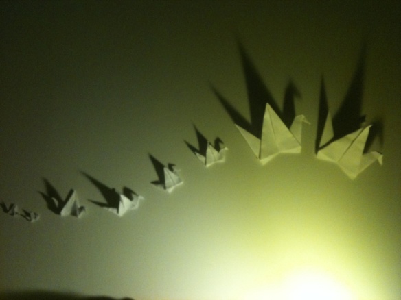 origami decoraçao parede tsuru